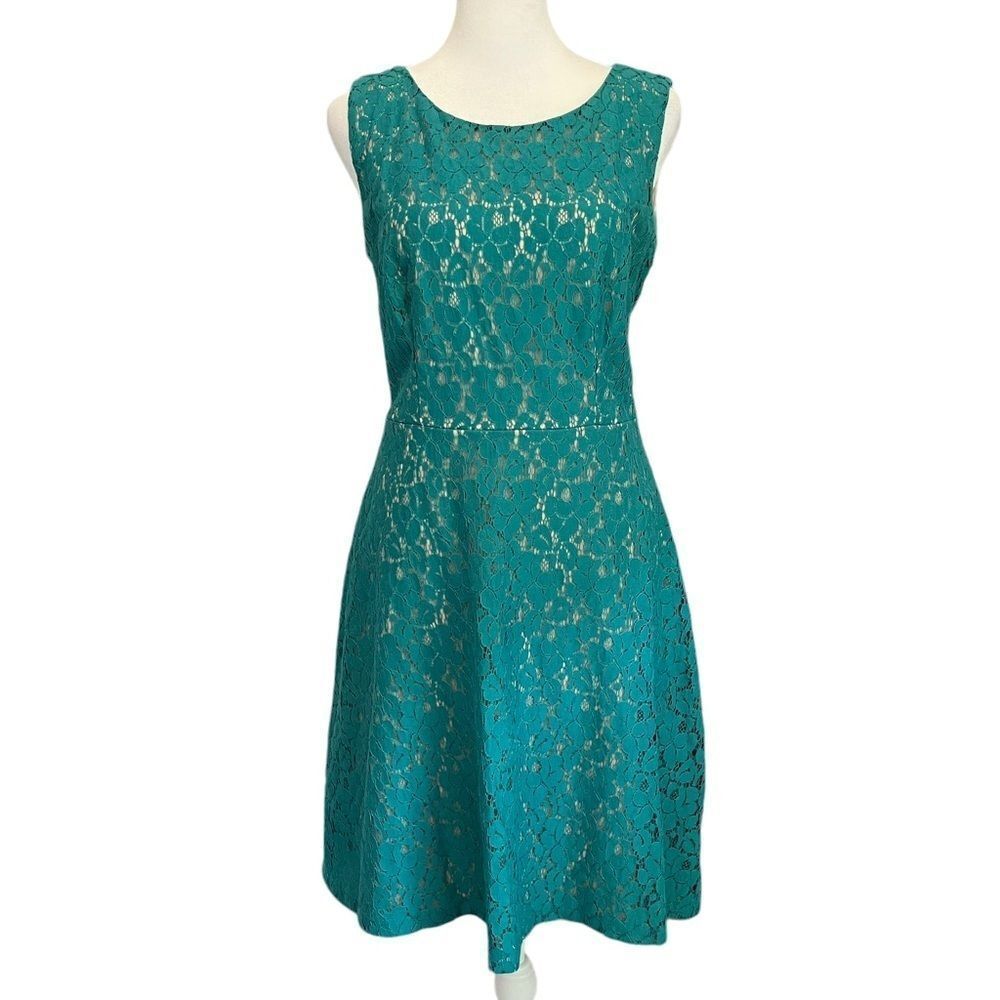 ENFOCUS Studio Embroidered Lace Sleeveless Dress Green Women’s Size 6​​​​
